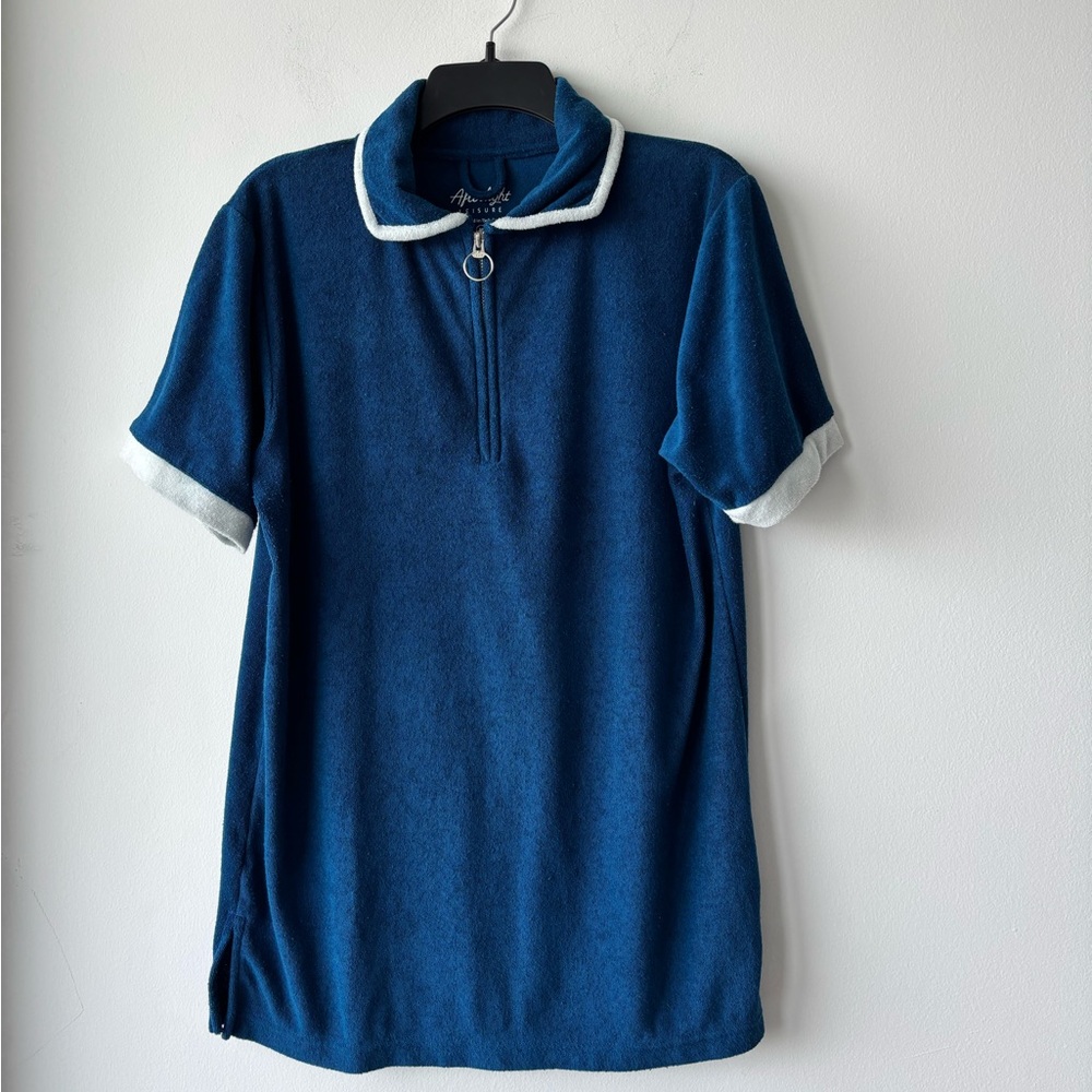 VTG Afterlight Tunic Top French Terry Cloth Blue Women M Beach Resort Preppy